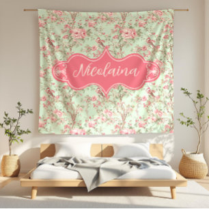 Cobertor De Velo Nicolaina Rosa e Mint Vintage Rosa