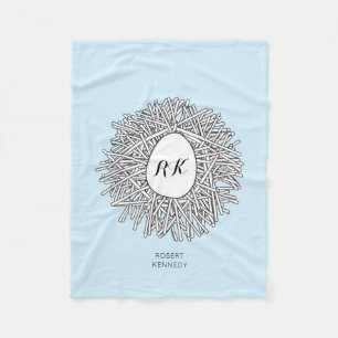 Cobertor De Velo Ninho Cónico e Iniciais Personalizados de Ovo e No