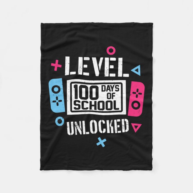 Cobertor De Velo Nível 100 Dias De Escola Desbloqueado Gamer Vídeo  (Frente)