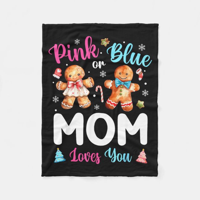 Cobertor De Velo Nk Or Blue Mom Loves You Gender Reveal Christmas  (Frente)