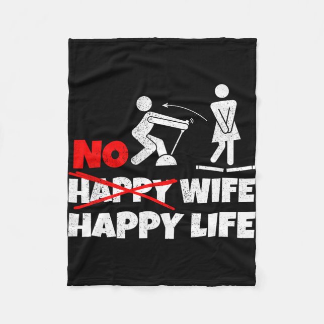 Cobertor De Velo No Happy Wife Happy Life Esposas Noiva Noivo Casam (Frente)
