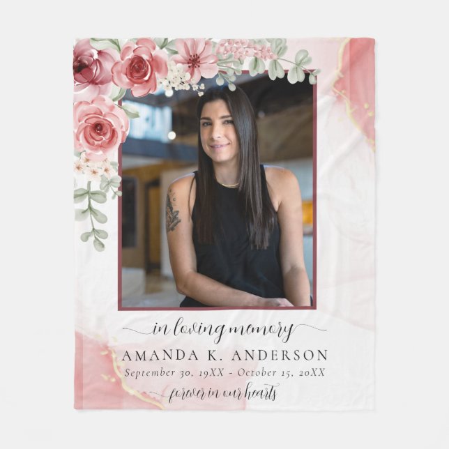 Cobertor De Velo No Loving Memory Blush Red Flower Funeral (Frente)