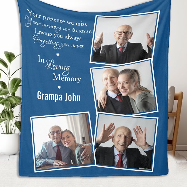 Cobertor De Velo No Loving Memory Modern Blue Photo Collage (Criador carregado)