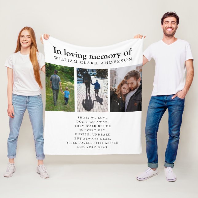 Cobertor De Velo No Loving Memory Three Photo Poem Tribute Blanket (In Situ)