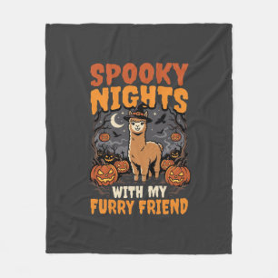 Cobertor De Velo Noite de Alpaca de Halloween