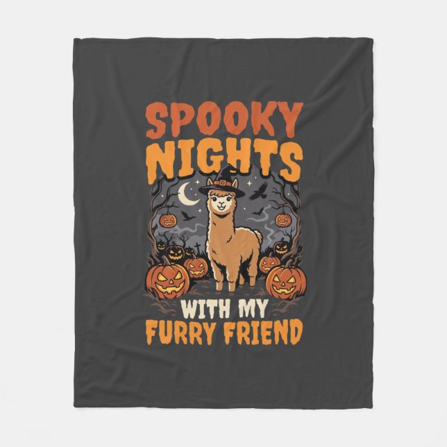 Cobertor De Velo Noite de Alpaca de Halloween (Frente)