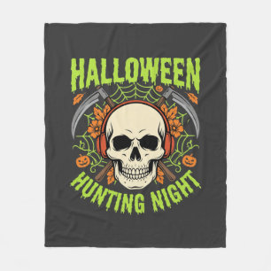 Cobertor De Velo Noite de Caça no Halloween Desenho de Caveira e Fo