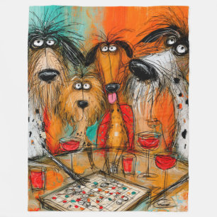 Cobertor De Velo Noite de Jogos de Cães Divertidos com Vinho