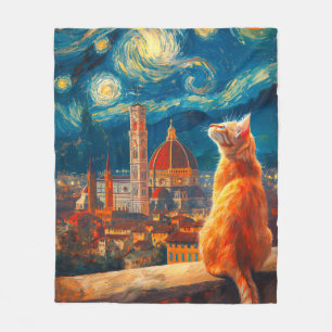 Cobertor De Velo Noite Estrelada sobre Florença Arte do Gato Geng