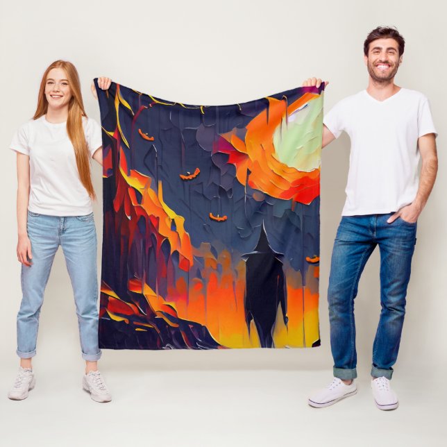 Cobertor De Velo Noite Moderna de Halloween Abstrato (In Situ)