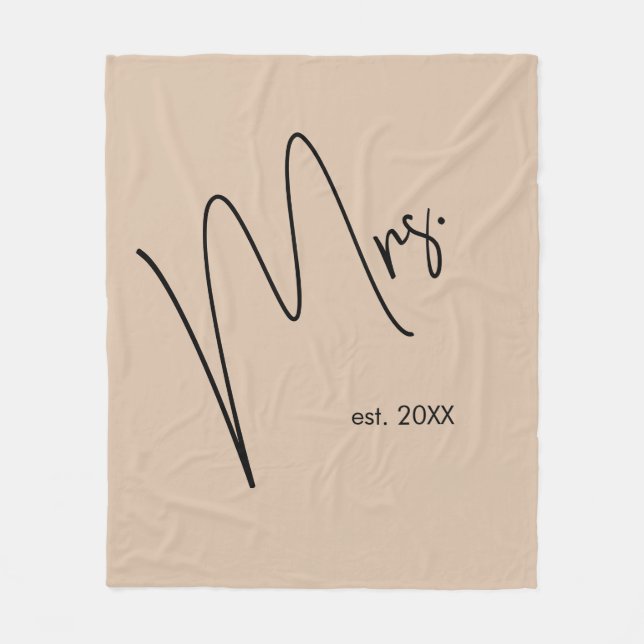 Cobertor De Velo Noiva Moderna | Borige + Script Preto (Frente)