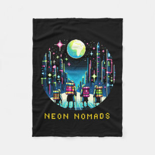 Cobertor De Velo Nômades Neon de 8 bits - Cyberpunk City Adventure