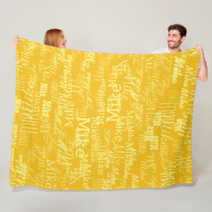 Cobertor De Velo Nome Amarelo-Claro Escrito Alamedo Amarelo