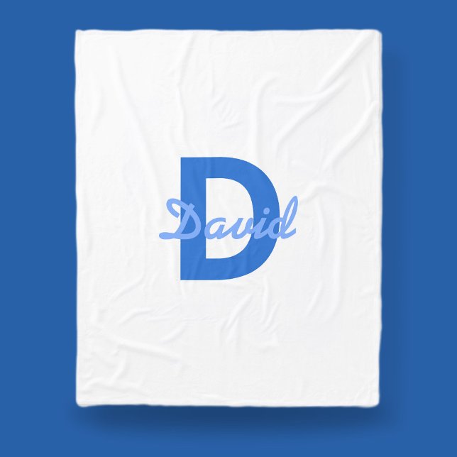Cobertor De Velo Nome Azul e Monograma (Criador carregado)