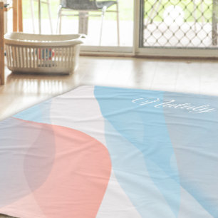 Cobertor De Velo nome azul rosa abstrato wave