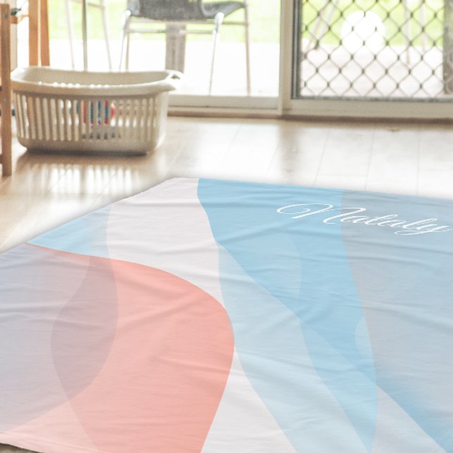 Cobertor De Velo nome azul rosa abstrato wave (Criador carregado)