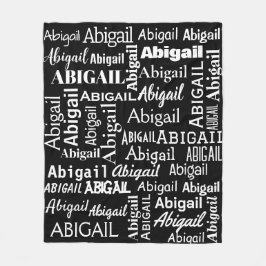 Cobertor De Velo Nome branco ABIGAIL em preto