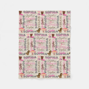 Cobertor De Velo Nome da Colagem do Sobreposto do Cavalo da Cowgirl