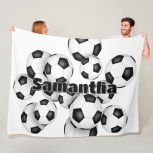 Cobertor De Velo nome da criança aglomerado de bolas de futebol dec