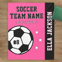 Cobertor De Velo Nome da Equipe de Futebol Rosa e Jogador
