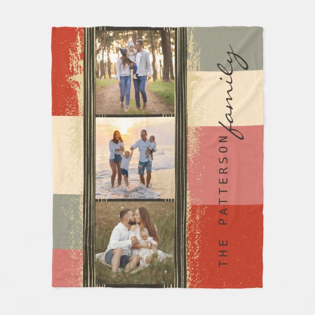 Cobertor De Velo Nome da família 3 Fotografia Colagem Rustic Abstra (Frente)