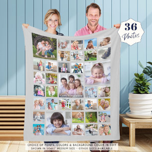 Cobertor De Velo Nome da Família de Colagem de Fotos ou Cinza de Tí