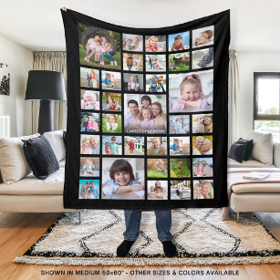 Cobertor De Velo Nome da Família de Colagem de Fotos ou Título Pret