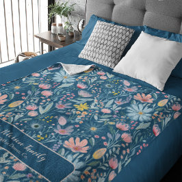 Cobertor De Velo Nome da família de padrões florais de aquarela per