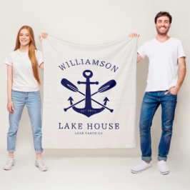 Cobertor De Velo Nome da família do lago moderno - Náutico | Azul M