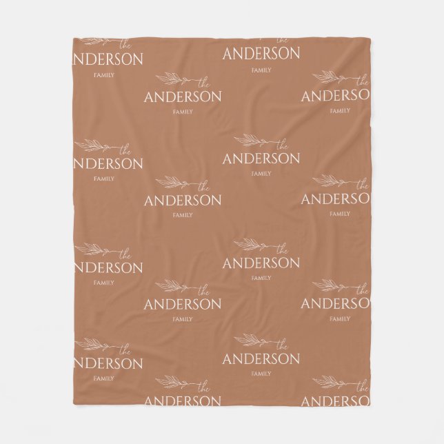 Cobertor De Velo Nome da Família Moderno Terrestre Brown (Frente)