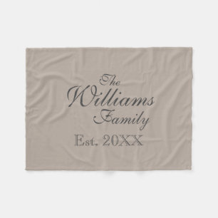 Cobertor De Velo Nome da família personalizada beige fleece blanke