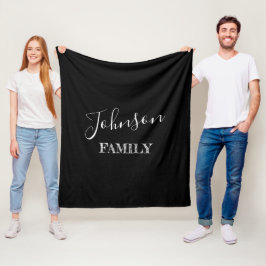 Cobertor De Velo Nome da família personalizada preto
