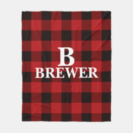 Cobertor De Velo Nome da Família Personalizada Red Tartan Fleece Bl