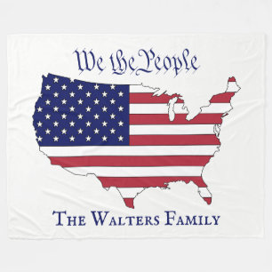 Cobertor De Velo Nome da família Stars & Stripes Map do Pessoas USA