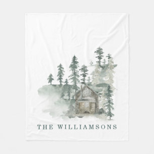 Cobertor De Velo Nome da Família Verde da Floresta de Aquarela da 