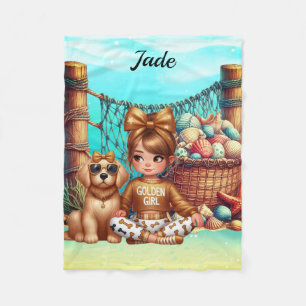 Cobertor De Velo Nome da garota personalizada sentada com suas conc