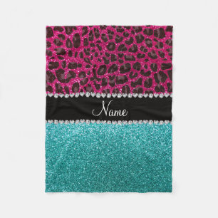 Cobertor De Velo Nome da relva rosa-quente da turquesa-leopardo