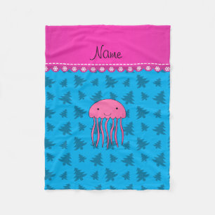 Cobertor De Velo Nome das águas-vivas cor-de-rosa céu azul Árvor
