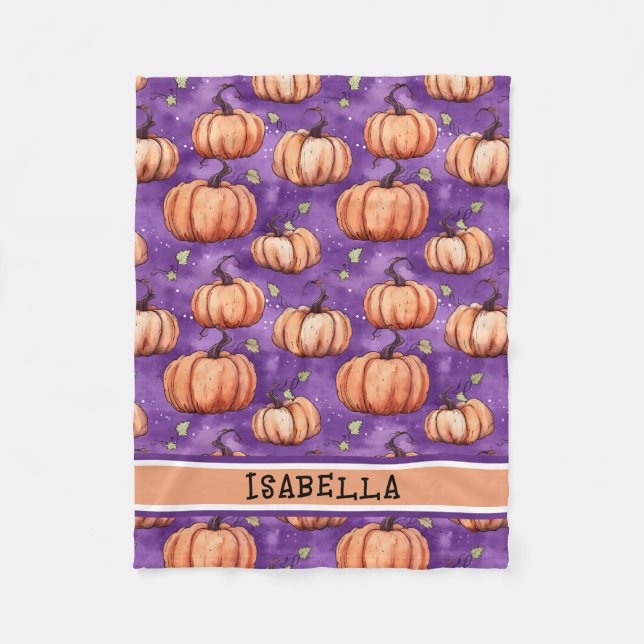 Cobertor De Velo Nome de Abóbora Esbranquiçado Fleece Blanket (Frente)