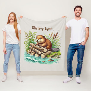 Cobertor De Velo Nome de adição dos amantes do castor de cor