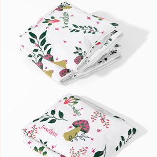 Cobertor De Velo Nome de Bebê Personalizado Branco e Floresta de Co