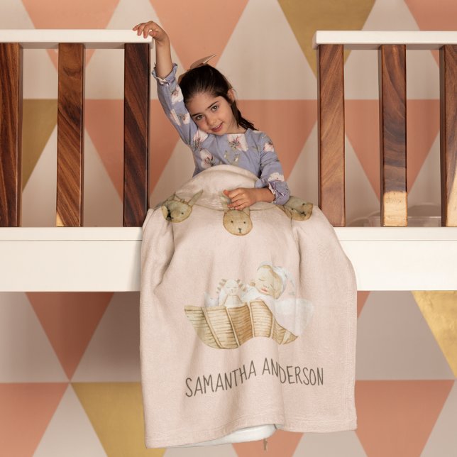 Cobertor De Velo Nome de Criança Rosa Pastel de Beleza Moderna (Criador carregado)