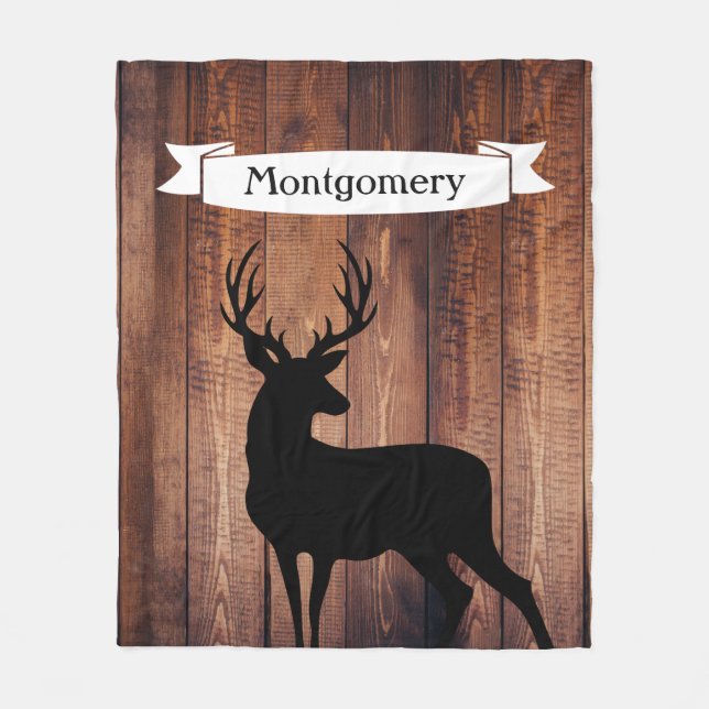 Cobertor De Velo Nome de família de madeira rústico da fita dos (Frente)