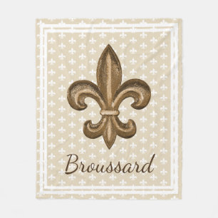 Cobertor De Velo Nome de família Dourado francês da flor de lis d