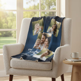 Cobertor De Velo Nome de Família Personalizado com Múltiplas Fotos 