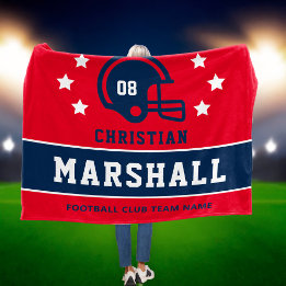 Cobertor De Velo Nome de Futebol Americano Personalizado Vermelho B