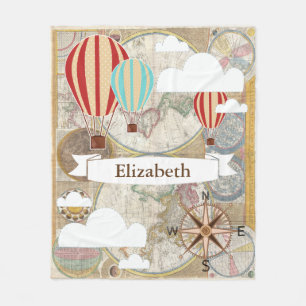 Cobertor De Velo Nome de mapa do mundo dos balões de ar quente do