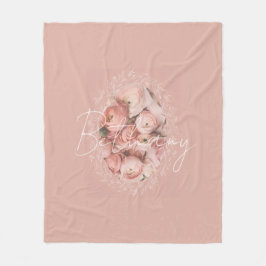Cobertor De Velo Nome de Monograma Personalizado Floral Rosa Vintag