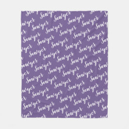 Cobertor De Velo Nome de Repetição Personalizada da Caligrafia Roxa