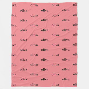 Cobertor De Velo Nome de Repetição Personalizado Simples Dusty Pink